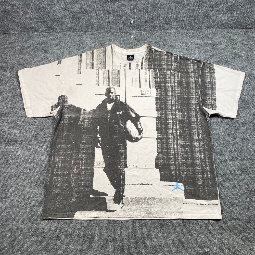 Jordan Brand Michael Jordan AOP Graphic T-Shirt White Black 3XL Relaxed Fit